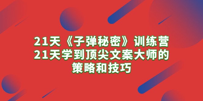 （10209期）21天《子弹秘密》训练营，21天学到顶尖文案大师的策略和技巧-沐羽项目网