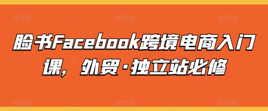 脸书Facebook跨境电商入门课，外贸·独立站必修-沐羽项目网