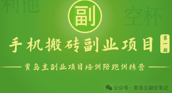 手机搬砖小副业项目训练营1.0，实测1小时收益50+，一部手机轻松日入100+-沐羽项目网