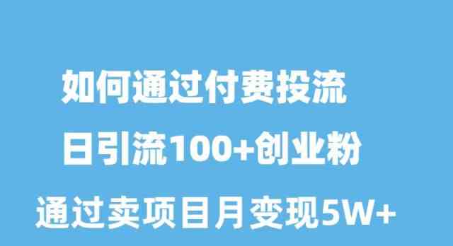 （10189期）如何通过付费投流日引流100+创业粉月变现5W+-沐羽项目网