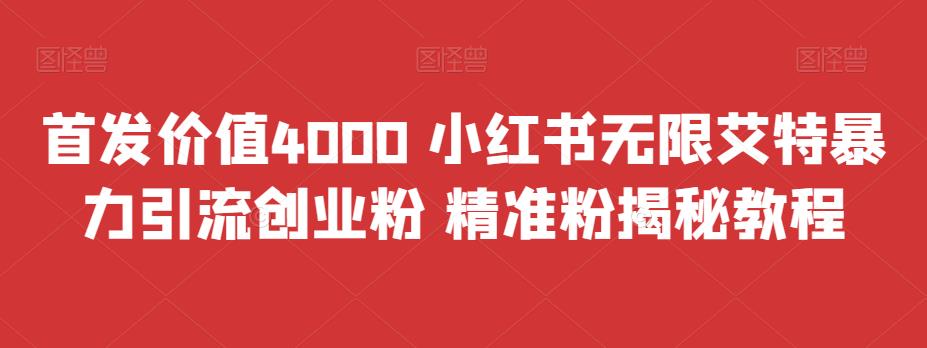 首发价值4000 小红书无限艾特暴力引流创业粉 精准粉揭秘教程-沐羽项目网