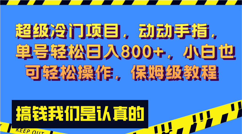 超级冷门项目,动动手指，单号轻松日入800+，小白也可轻松操作，保姆级教程-沐羽项目网