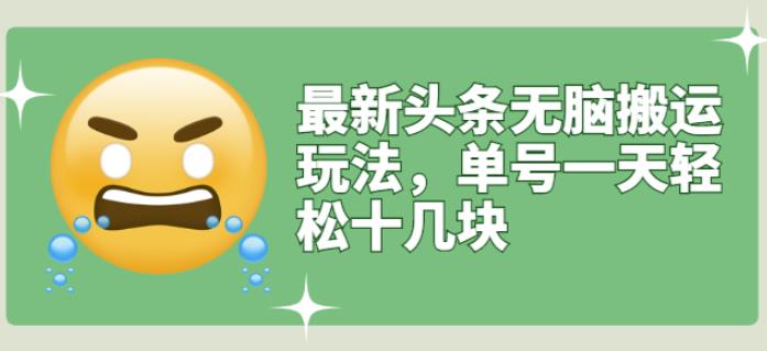 最新头条无脑搬运玩法，单号一天轻松十几块【视频教程+搬运软件】￼-沐羽项目网
