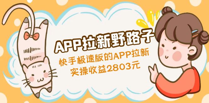 APP拉新野路子：快手极速版的APP拉新赚，实操收益2803元-沐羽项目网