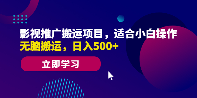 影视推广搬运项目，适合小白操作，无脑搬运，日入500+-沐羽项目网