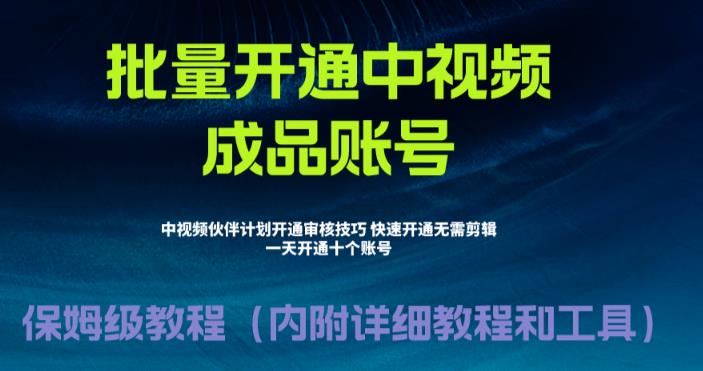 外面收费1980暴力开通中视频计划教程，附 快速通过中视频伙伴计划的办法-沐羽项目网