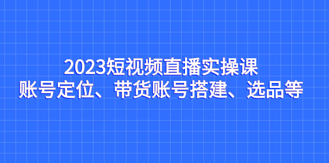 2023短视频直播实操课，账号定位、带货账号搭建、选品等-沐羽项目网