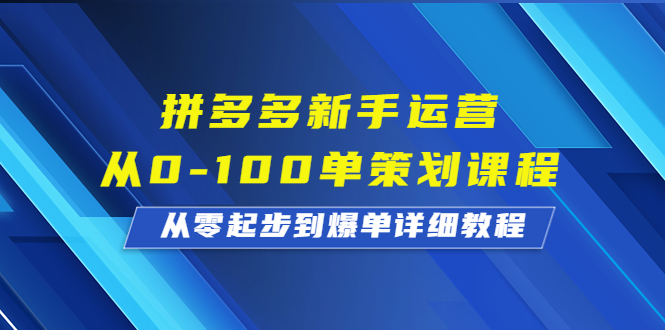 拼多多新手运营从0-100单策划课程，从零起步到爆单详细教程-沐羽项目网