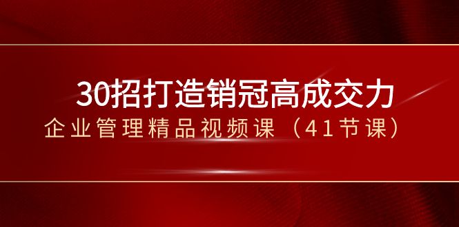 30招-打造销冠高成交力-企业管理精品视频课（41节课）-沐羽项目网