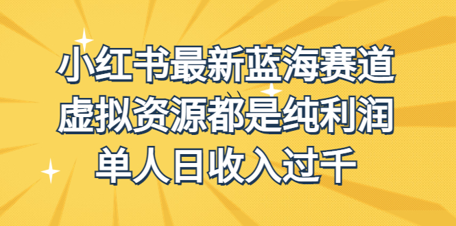 外面收费1980的小红书最新蓝海赛道，虚拟资源都是纯利润，单人日收入过千-沐羽项目网