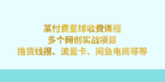 某付费星球课程：多个网创实战项目，撸货线报、流量卡、闲鱼电商等等-沐羽项目网