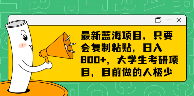 最新蓝海项目，只要会复制粘贴，日入800+，大学生考研项目，目前做的人极少-沐羽项目网