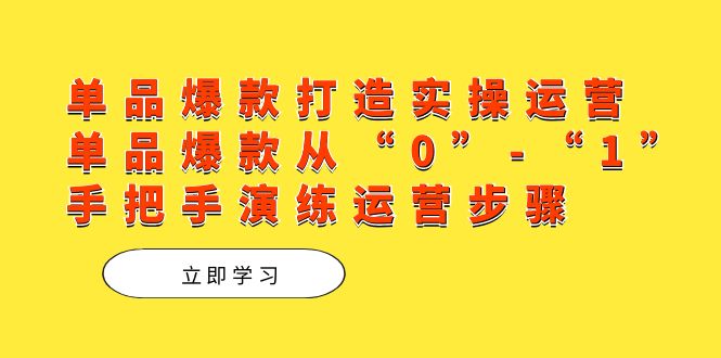 单品爆款打造实操运营，单品爆款从“0”-“1”手把手演练运营步骤-沐羽项目网