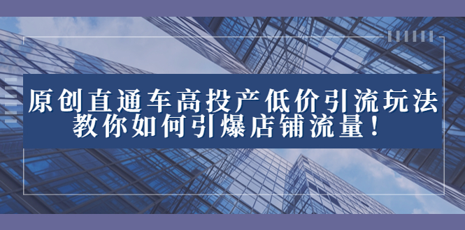2023直通车高投产低价引流玩法，教你如何引爆店铺流量！-沐羽项目网