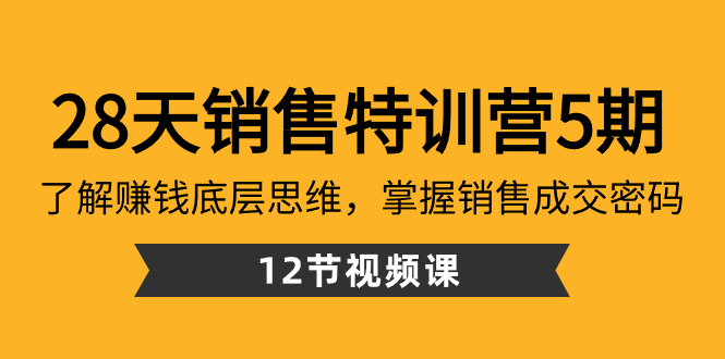 28天·销售特训营5期：了解赚钱底层思维，掌握销售成交密码（12节课）-沐羽项目网