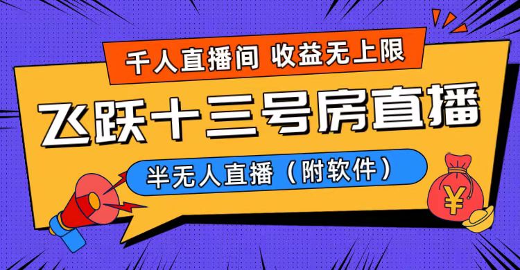 爆火飞跃十三号房半无人直播，一场直播上千人，日入过万！（附软件）-沐羽项目网