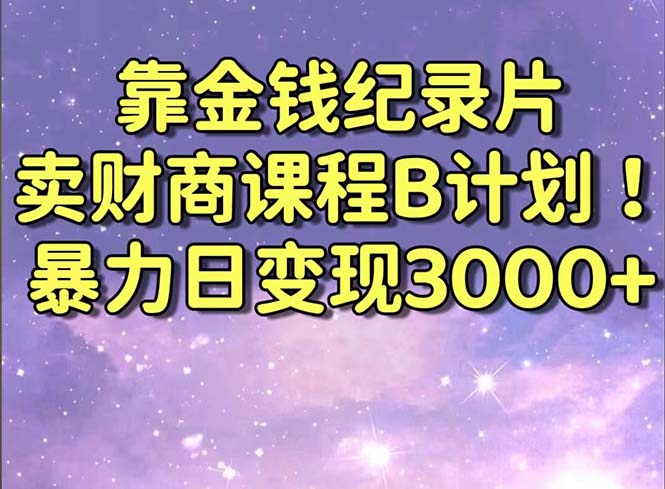 靠金钱纪录片卖财商课程B计划！暴力日变现3000+，喂饭式干货教程！-沐羽项目网