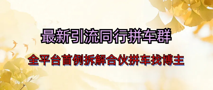 最新引流同行拼车群合伙拼车找博主日引百人新玩法-沐羽项目网