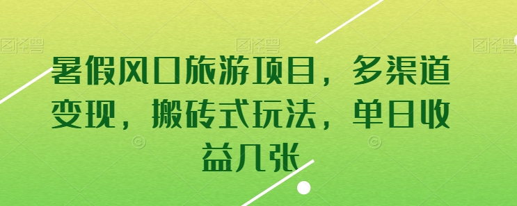 暑假风口旅游项目，多渠道变现，搬砖式玩法，单日收益几张-沐羽项目网