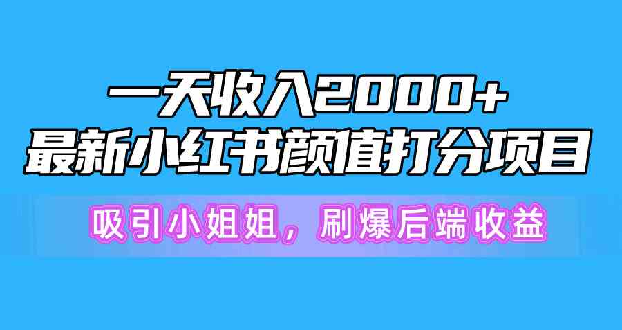 （10187期）一天收入2000+，最新小红书颜值打分项目，吸引小姐姐，刷爆后端收益-沐羽项目网