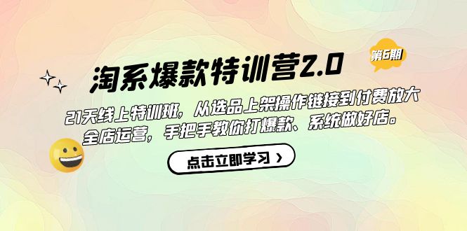 淘系爆款特训营2.0【第六期】从选品上架到付费放大 全店运营 打爆款 做好店-沐羽项目网