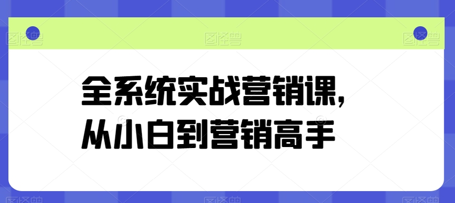 全系统实战营销课，从小白到营销高手-沐羽项目网
