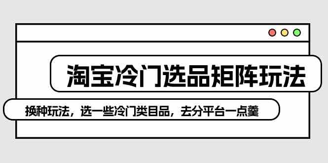 （10159期）淘宝冷门选品矩阵玩法：换种玩法，选一些冷门类目品，去分平台一点羹-沐羽项目网