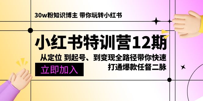 （10666期）小红书特训营12期：从定位 到起号、到变现全路径带你快速打通爆款任督二脉-沐羽项目网