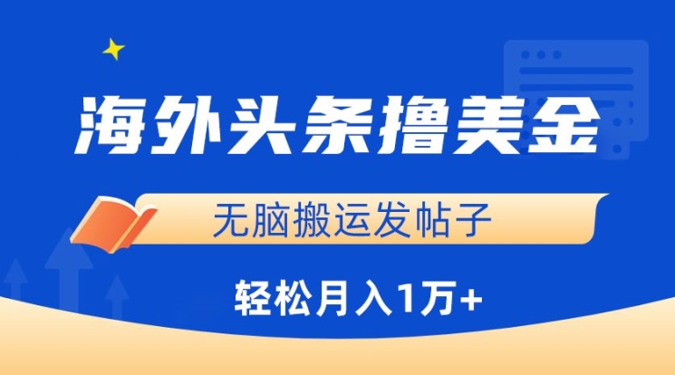 海外头条撸美金，无脑搬运发帖子，月入1万+，小白轻松掌握-沐羽项目网