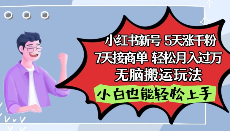 小红书影视泥巴追剧5天涨千粉，7天接商单，轻松月入过万，无脑搬运玩法-沐羽项目网