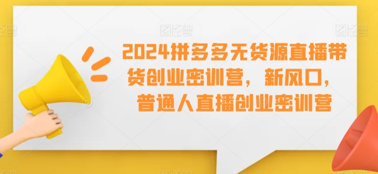 2024拼多多无货源直播带货创业密训营，新风口，普通人直播创业密训营-沐羽项目网