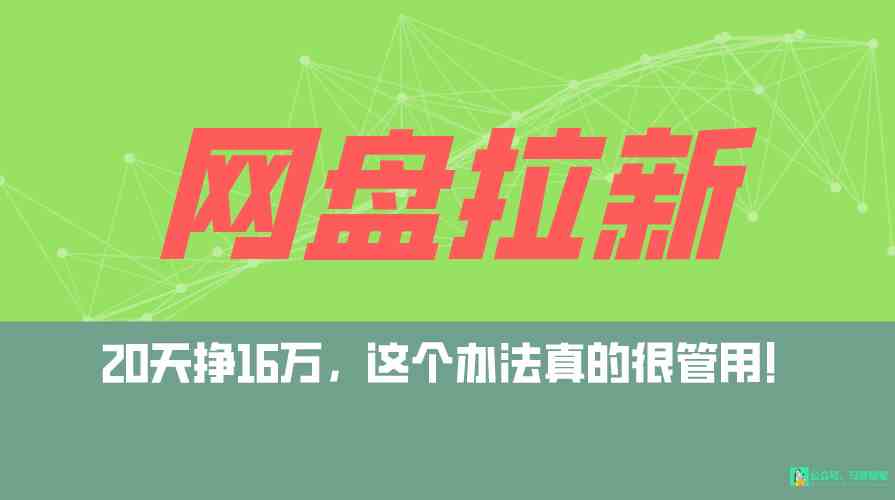 （9373期）网盘拉新+私域全自动玩法，0粉起号，小白可做，当天见收益，已测单日破5000-沐羽项目网