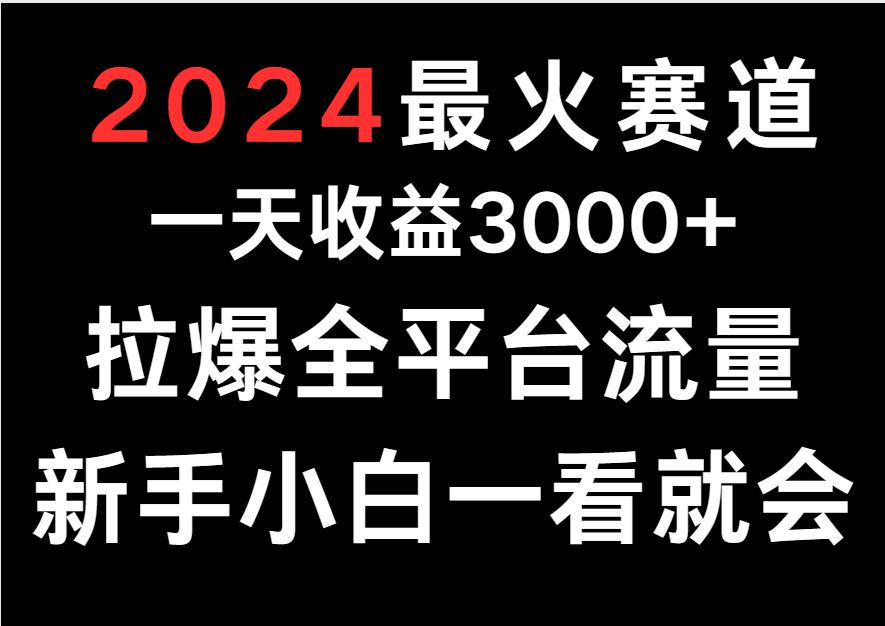 2024最火赛道，一天收一3000+.拉爆全平台流量，新手小白一看就会-沐羽项目网