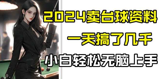 2024卖台球资料，一天搞了几千，小白轻松无脑上手-沐羽项目网