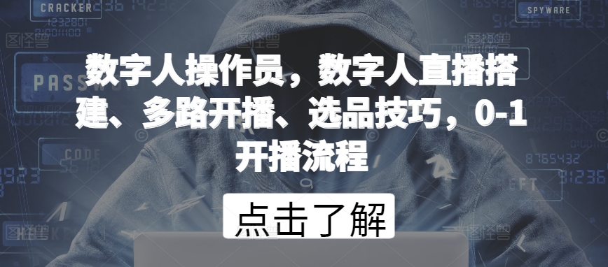 数字人操作员，数字人直播搭建、多路开播、选品技巧，0-1开播流程-沐羽项目网