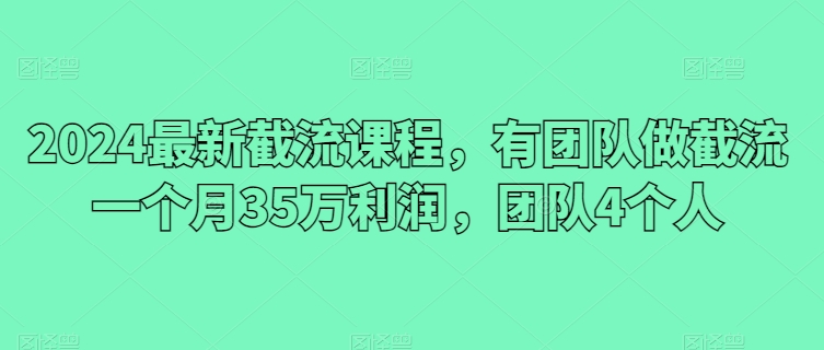 2024最新截流课程，有团队做截流一个月35万利润，团队4个人-沐羽项目网