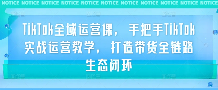 TikTok全域运营课，手把手TikTok实战运营教学，打造带货全链路生态闭环-沐羽项目网