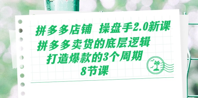 拼多多店铺操盘手2.0新课，拼多多卖货的底层逻辑，打造爆款的3个周期（8节）-沐羽项目网