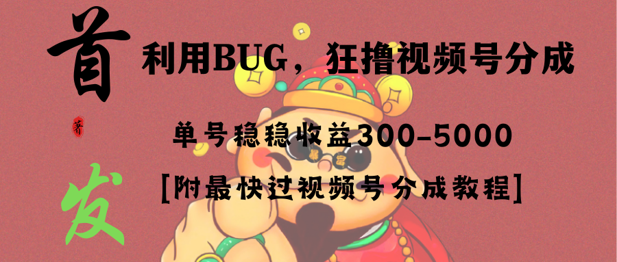 全网独家首发，视频号BUG，超短期项目，单号每日净收益300-5000！-沐羽项目网