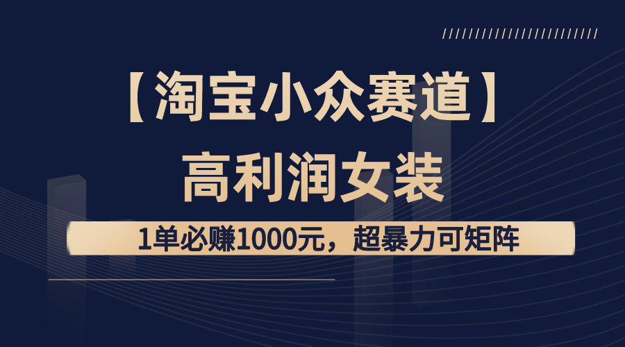 【淘宝小众赛道】高利润女装：1单必赚1000元，超暴力可矩阵-沐羽项目网