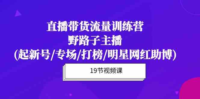 （10016期）直播带货流量特训营，野路子主播(起新号/专场/打榜/明星网红助博)19节课-沐羽项目网