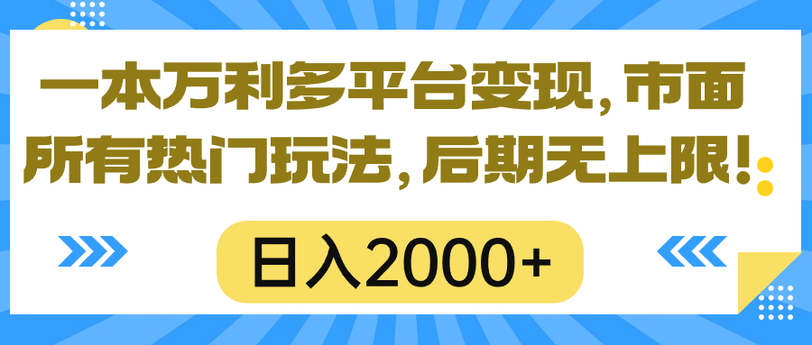 （10311期）一本万利多平台变现，市面所有热门玩法，日入2000+，后期无上限！-沐羽项目网