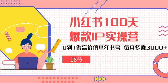 小红书100天爆款IP实操营，0到1做高价值小红书号，每月多赚3000+（16节）-沐羽项目网