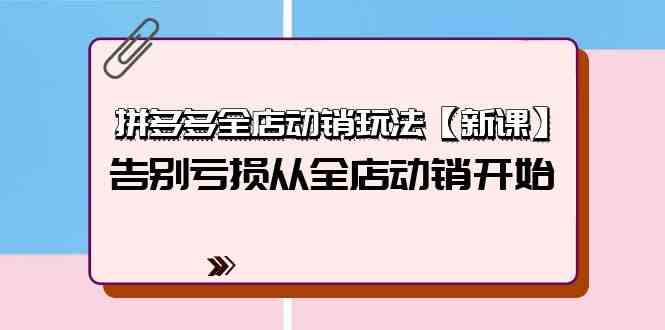 （9974期）拼多多全店动销玩法【新课】，告别亏损从全店动销开始（4节视频课）-沐羽项目网