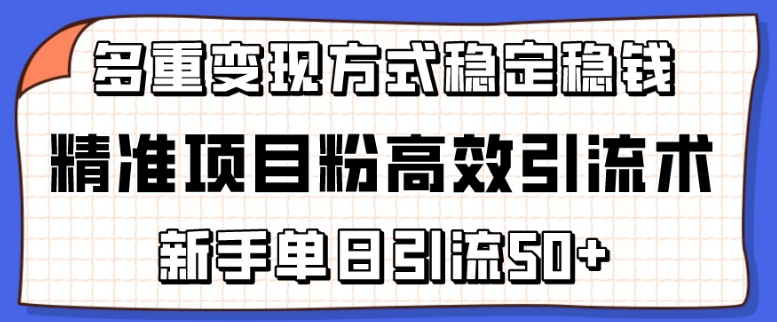 精准项目粉高效引流术，新手单日引流50+，多重变现方式稳定赚钱-沐羽项目网