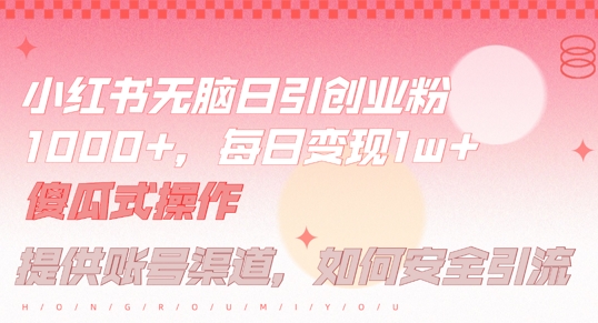 小红书无脑每日引流创业粉500+，小白每天只花半小时，躺赚长尾收益【揭秘】-沐羽项目网