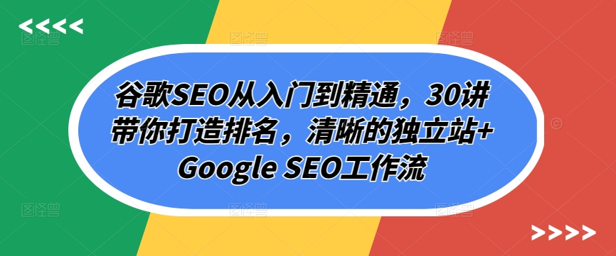 谷歌SEO从入门到精通，30讲带你打造排名，清晰的独立站+Google SEO工作流-沐羽项目网