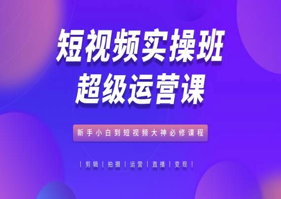 短视频实操班超级运营课，新手小白到短视频大神必修课程-沐羽项目网