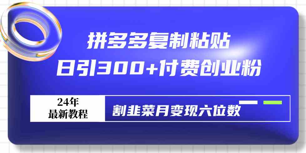 （9129期）拼多多复制粘贴日引300+付费创业粉，割韭菜月变现六位数最新教程！-沐羽项目网