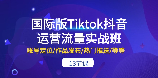 国际版Tiktok抖音运营流量实战班：账号定位/作品发布/热门推送/等等（13节）-沐羽项目网